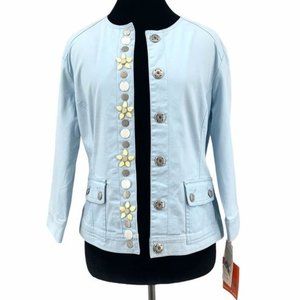 Hearts of Palm Light Blue Embellished Jacket 10